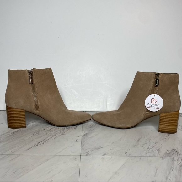 New! Blondo Tasel Tan Suede Pointy Toe Bootie 8M - Picture 5 of 15
